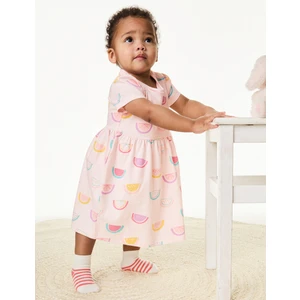 Marks & Spencer Saf Pamuklu Meyve Desenli Kısa Kollu Elbise (0-3 Yaş)