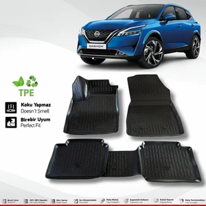 Nissan Qashqai Paspas 2021 Sonrası Uyumlu 3D Havuzlu Paspas