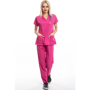 Simirna Üniforma Cerrahi Doktor Scrubs Hemşire Forması Fuşya Takım