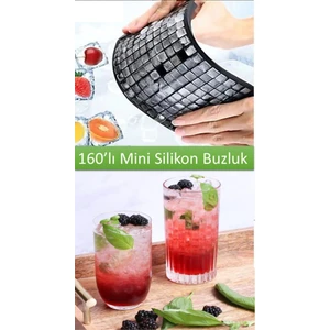 Holly Home 160'LI Mini Küp Şekilli Silikon Buzluk - Antrasit Renk Mini Küplü Sunum Buz Kalıbı