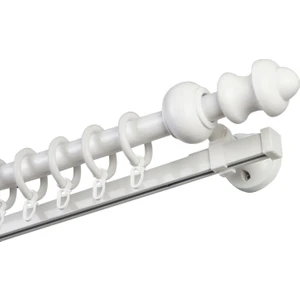 Raylı Ahşap Klasik Rustik Perde Askısı (Alüminyum Boru) Halka ve Klips