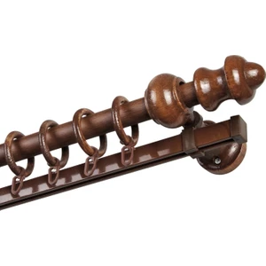 Raylı Ahşap Klasik Rustik Perde Askısı (Alüminyum Boru) Halka ve Klips