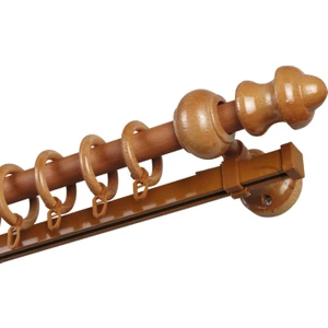 Raylı Ahşap Klasik Rustik Perde Askısı (Alüminyum Boru) Halka ve Klips