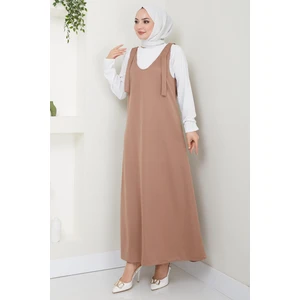 Hafsa Mina Nehir Örme Jile Elbise Vizon HM2389