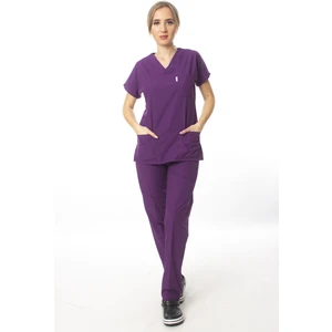 Simirna Üniforma Cerrahi Doktor Scrubs Hemşire Forması Mor Takım