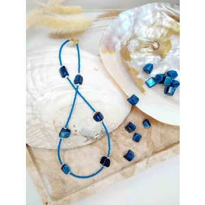 By Song Jewelry Sedef Doğaltaşlı Mavi Boncuk Kolye