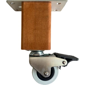 DS Yapı Kale Ahşap Tekerli Ayak Mobilya Masa ve Dolap Tekerli Ayağı Frenli (12 cm - 15 cm) (Kayın / Gürgen)