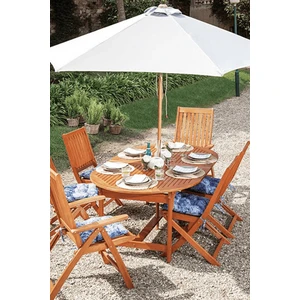 Express Reyon Okaliptüs Ağacı Ahşap Bahçe Balkon Masası Oval Katlanabilir 6 Kişilik