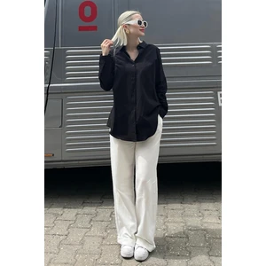 Mad Girls Siyah Oversize Gömlek MG1369