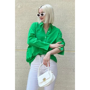 Mad Girls Yeşil Oversize Gömlek MG1369