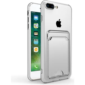 Iphone 8 Plus Kamera Korumalı Kartlıklı Setra Şeffaf Silikon Kılıf