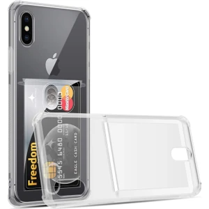 Iphone Xs Kamera Korumalı Kartlıklı Setra Şeffaf Silikon Kılıf