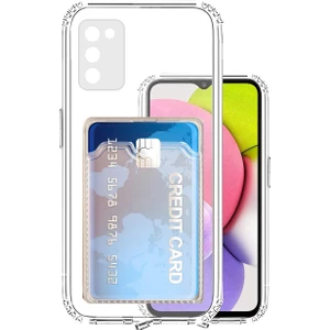 Samsung Galaxy A03S Kamera Korumalı Kartlıklı Setra Şeffaf Silikon Kılıf