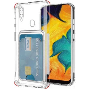 Samsung Galaxy A30 Kamera Korumalı Kartlıklı Setra Şeffaf Silikon Kılıf