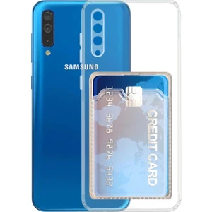 Samsung Galaxy A50 Kamera Korumalı Kartlıklı Setra Şeffaf Silikon Kılıf