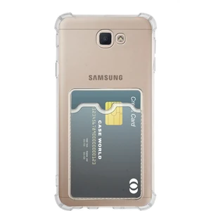 Samsung Galaxy J7 Prime Kamera Korumalı Kartlıklı Setra Şeffaf Silikon Kılıf