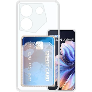 Tecno Camon 20 Pro Kamera Korumalı Kartlıklı Setra Şeffaf Silikon Kılıf