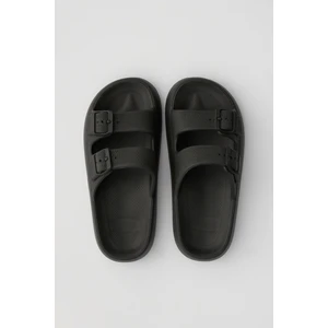 Leon Siyah Erkek Çift Tokalı Eva Plaj Terliği