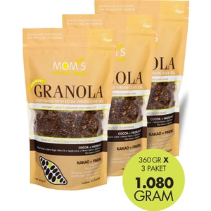 Mom's Natural Foods 3'lü Kakao-Fındık granola 360 G