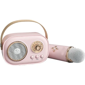 Mini Kablosuz Bluetooth Ses Ev Şarkı Karaoke Entegre Mikrofon Hoparlör Stereo Ev Ktv Seti Pembe (Yurt Dışından)