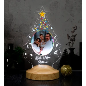 Sevgi Lambası Yeni Yıl Hediyesi Renkli Fotoğraflı Yılbaşı Çam Ağacı Temalı Kişiye Özel LED Lamba, Dekoratif Renkli Işıklı LED Lamba, Yeni Yıl Hediyesi, Yılbaşı Hediyesi, Yılbaşı Süsü