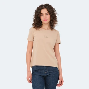 VIRAJ Kadın Slim Fit Tişört Bej