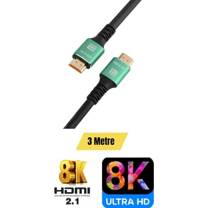 Ultra Hdtv 8k Yüksek Hızlı 3 Metre HDMI Kablosu 8k 60Hz, 4K 120Hz, 7680P Hdr 2.1V 48GBS
