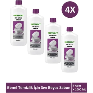 Sıvı Beyaz Sabun Genel Yüzey Temizleyici 1000 ml x 4 Adet