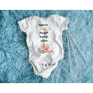Nino Store Dedemin Emekli Maaşını Yemeye Geldim Baskılı Hediyelik Bebek Giyim Body Zıbın