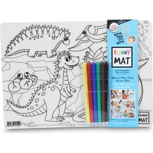 Akademi Çocuk Funny Mat - Uzay ve Dinazorlar (25x35 cm +  6'lı Boya Kalemi)