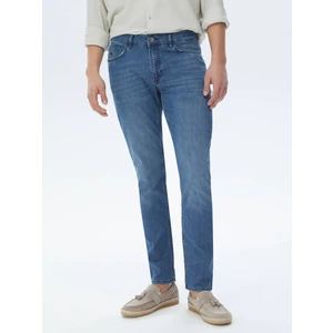 Lacivert Slim Fit Denim Pamuk Karışımlı Pantolon