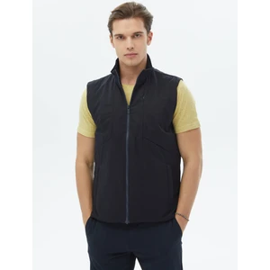 Lacivert Regular Fit Dik Yaka Casual Dokuma Spor Yelek