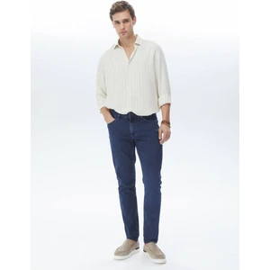 Lacivert Slim Fit Denim Pamuk Karışımlı Pantolon