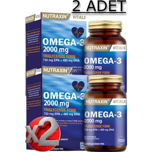 2 Adet Nutraxin Omega 3 60 Adet Soft Jel 2000 Mg - (Epa 20+Dha 480)