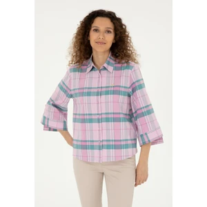 U.S. Polo Assn. Kadın Pembe Gömlek Desenli 50289145-VR041