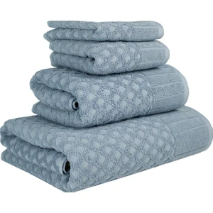 Textile Colors Lüks Dokulu 4 Parça Mavi %100 Pamuk Banyo Havlu Seti – Dayanıklı & Yüksek Emicilik
