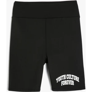 Spor Biker Tayt Yüksek Bel Baskılı Slim Fit