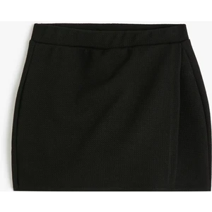 Basic Mini Şort Etek Kruvaze Beli Lastikli