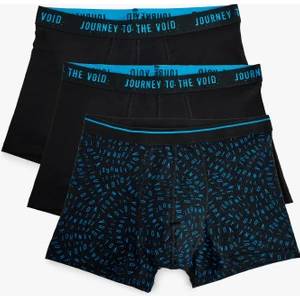 3'lü Boxer Seti Slogan Baskılı Çok Renkli Pamuklu