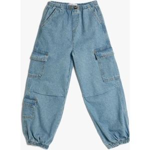 Paraşüt Kot Pantolon Pamuklu Beli Lastikli Cepli - Parachute Jean