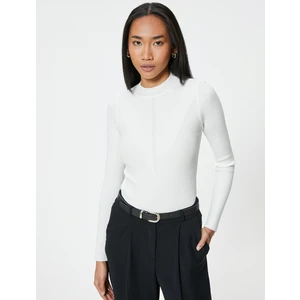 Basic Triko Kazak Hafif Dik Yaka Fitilli