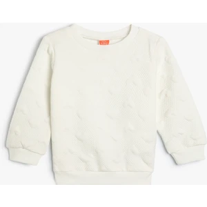 Basic Dokulu Sweatshirt Bisiklet Yaka Uzun Kollu