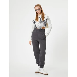 Jogger Eşofman Altı Yüksek Bel Cepli Rahat Kalıp