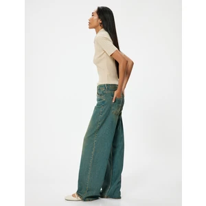 Bol Kalıp Düz Paça Kot Pantolon Pamuklu Cepli - Loose Straight Fit Jeans