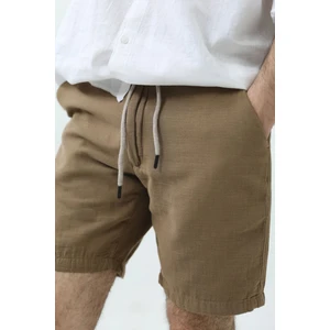 Cool Tarz Erkek Krem Musli Bağcıklı Keten Şort