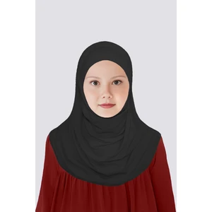Betül Akbay Kız Çocuk Pratik Başörtü Pamuk Meryem Model Siyah
