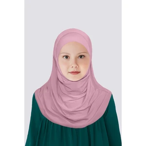 Betül Akbay Kız Çocuk Pratik Başörtü Pamuklu Meryem Model Pudra Pembe