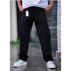Cool Tarz Erkek Kargo Cep Baggy Pantolon Siyah Rengi