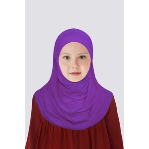 Betül Akbay Kız Çocuk Pratik Başörtü Pamuklu Meryem Model Mor