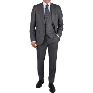 CRT-TK223 Çizgili Yelekli Slim Takım/gri/48 Beden - 6 Drop